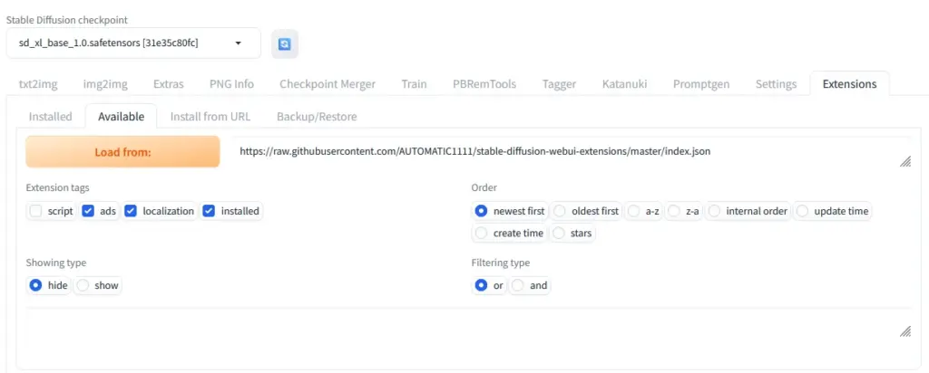 Stable Diffusion Web UIに拡張機能「Config-Presets」をインストールする