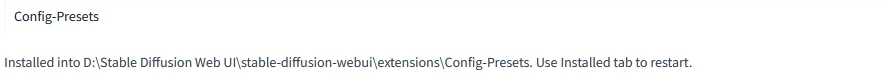 Stable Diffusion Web UIに拡張機能「Config-Presets」をインストールする